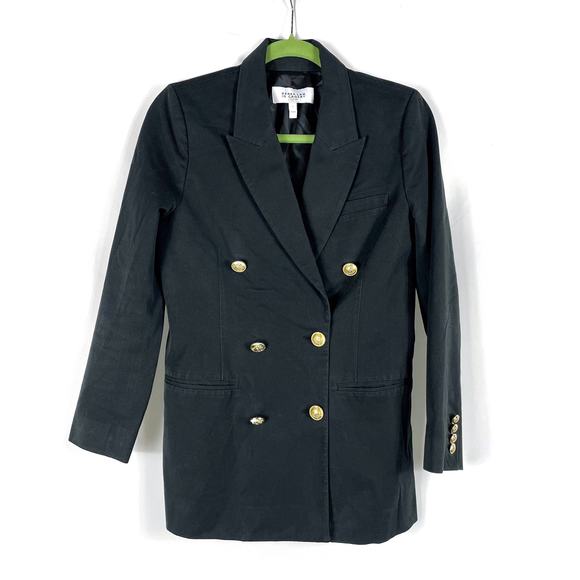 Derek Lam 10 Crosby Walter Blazer Black Gold Buttons Double Breasted Sz 4 - Picture 7 of 14